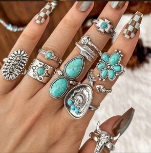 10 Pcs Turquoise Rings